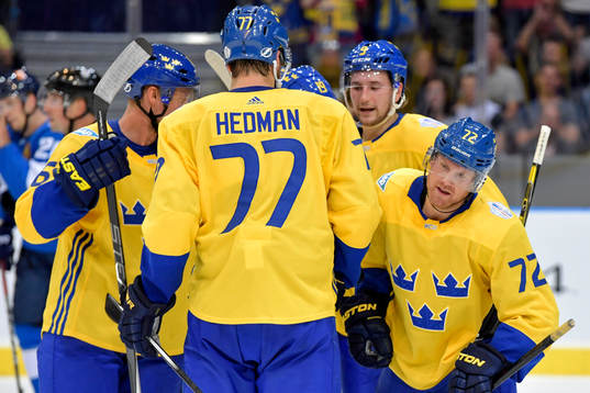 Sveriges Patric Hörnqvist jublar med lagkamrater