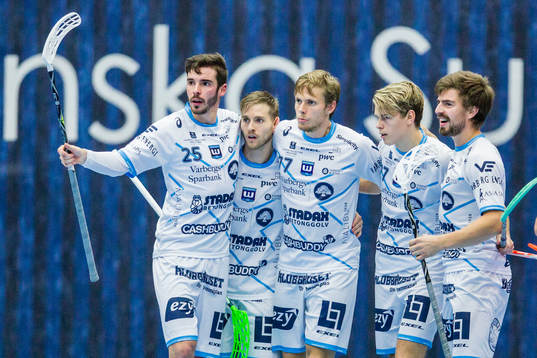 Warbergs spelare jublar tillsammans