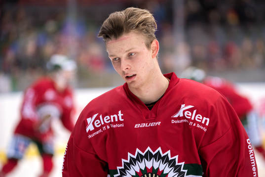 Frölundas Christoffer Ehn innan ishockeymatchen i SHL