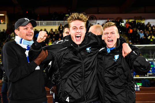 Malmö FFs Mattias Svanberg och Teddy Bergqvist jublar