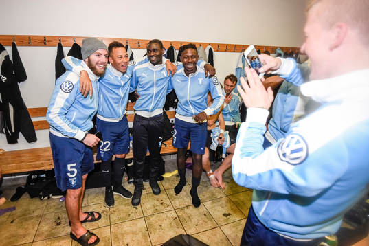 Malmö FFs Erdal Rakip , Tobias Sana , Enock Kofi Adu och