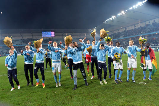 Malmö FFs spelare jublar för SM-guldet