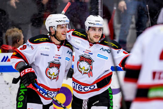 Malmö Redhawks Frederik Storm (v) jublar