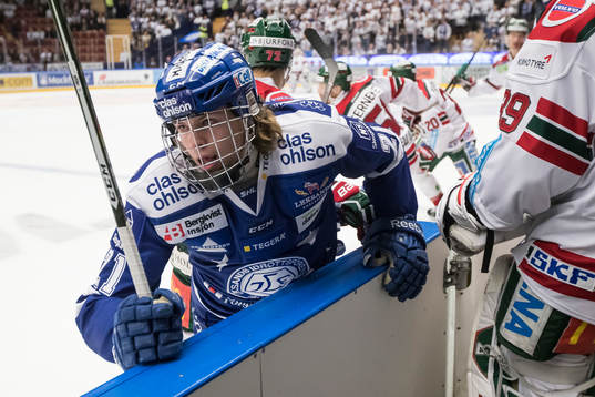 Leksands Rickard Hugg  i ishockeymatchen i SHL mellan