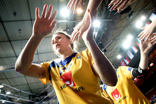 under handbollsmatchen i EM mellan Sverige och Frankrike