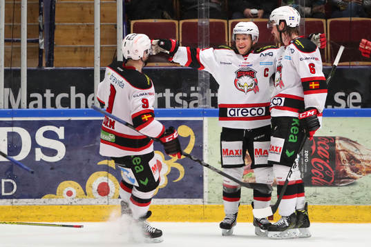 Malmö Redhawks Frederik Storm, Erik Forssell och Stefan