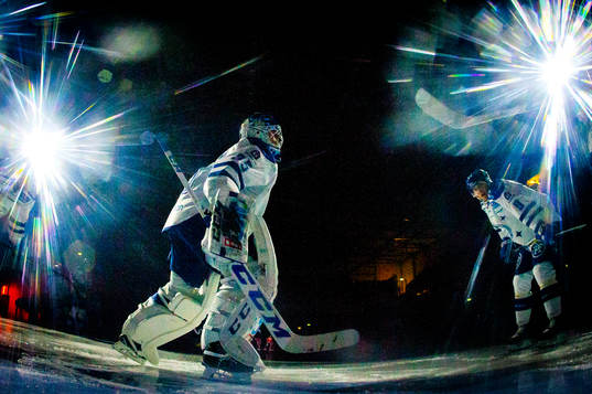 Leksands målvakt Atte Engren och Lukas Ericsson