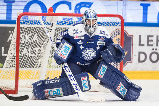 Leksands målvakt Henrik Haukeland  i ishockeymatchen i SHL