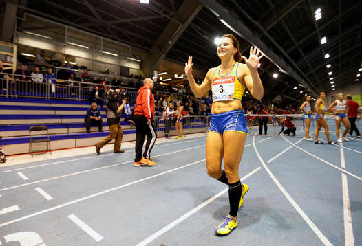 Susanna  Kallur of Sweden 60m hurdles in Pirkka hall 11.