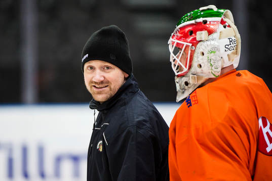 Frölundas målvaktstränare Kristoffer Martin och målvakt