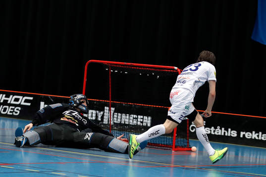 Växjös Manuel Engel och Pixbos målvakt Jon Hedlund