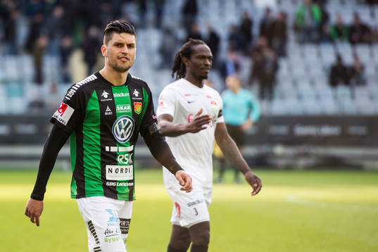 GAIS Luka Mijaljevic deppar och Dalkurds Kebba Ceesay jublar