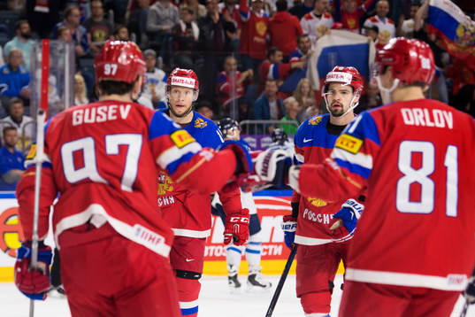 Rysslands Nikita Gusev, Sergei Andronov, Viktor Antipin och