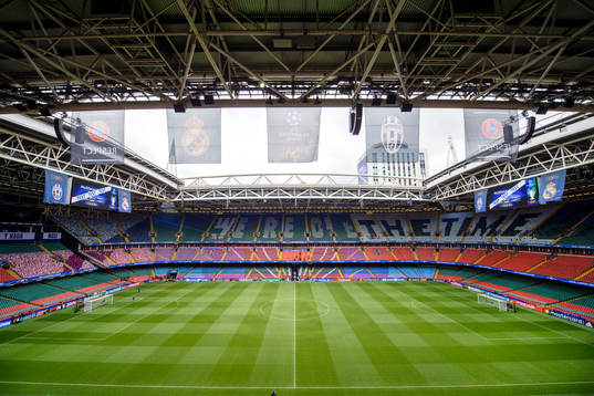 Interiör av Wales nationalarena innan en träning med