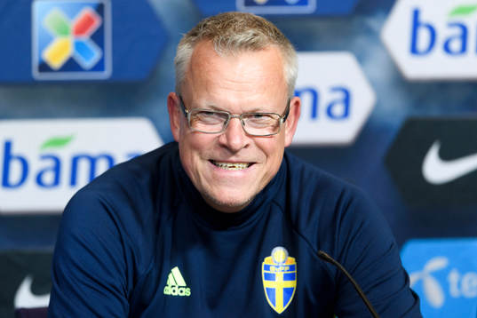 Sveriges förbundskapten Janne Andersson på en