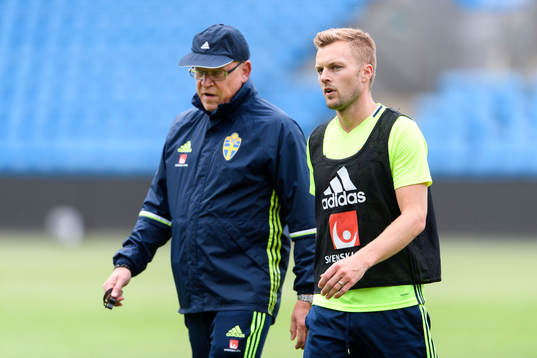 Sveriges förbundskapten Janne Andersson och Sebastian