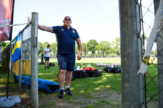Säkerhetsansvarig Per Samuelsson på en träning med det