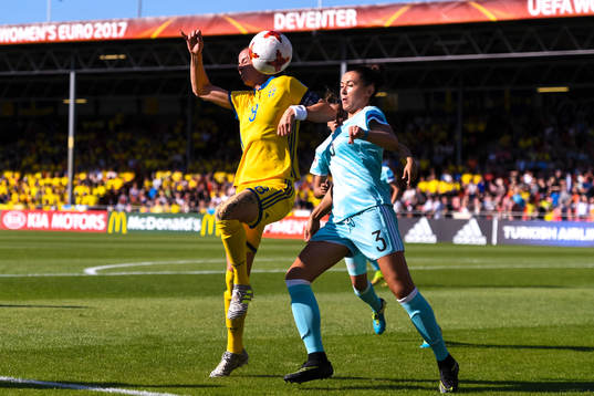 Sveriges Lotta Schelin och Rysslands Anna Kozjnikova i