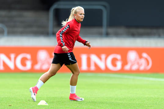 Line Sigvardsen Jensen på en träning med det danska