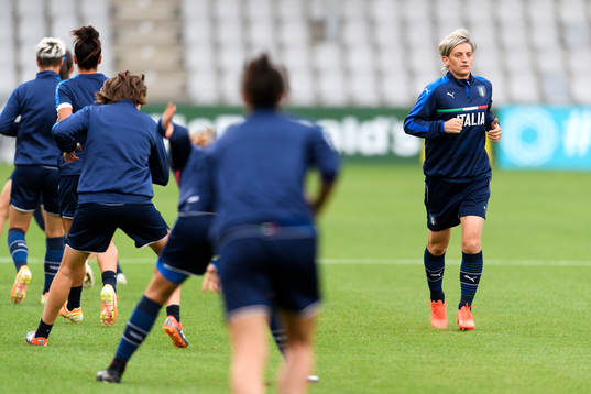 Melania Gabbiadini på en träning med det italienska