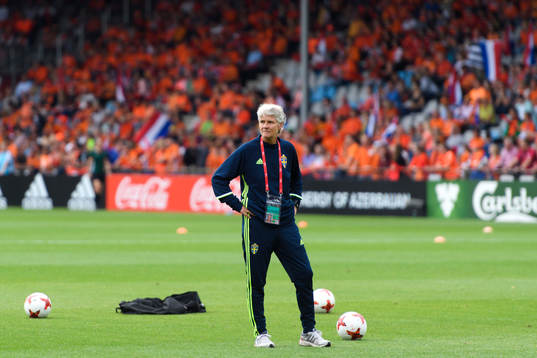Sveriges förbundskapten Pia Sundhage innan kvartsfinalen