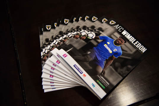 Matchprogram för fotbollsklubben AFC Wimbledon