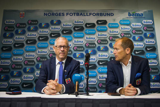 Lars Lagerbäck, head coach of Norway and Svein Graff,