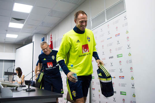 Förbundskapten Janne Andersson och Andreas Granqvist