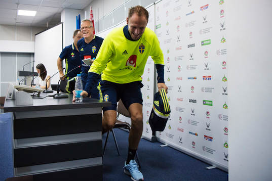 Förbundskapten Janne Andersson och Andreas Granqvist