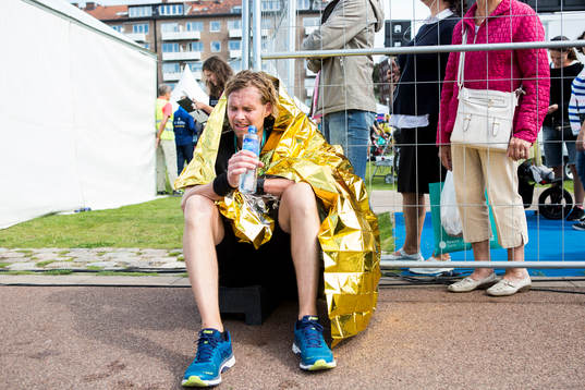 Löpare pustar ut