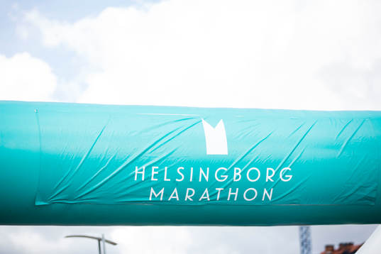 Målgång med texten Helsingborg Marathon