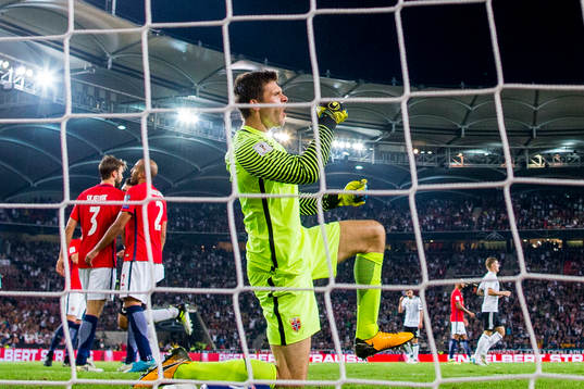 Norway's goalkeeper Rune Almenning Jarstein looks dejected