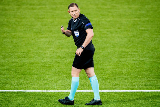 Referee Thoroddur Hjaltalin from Iceland