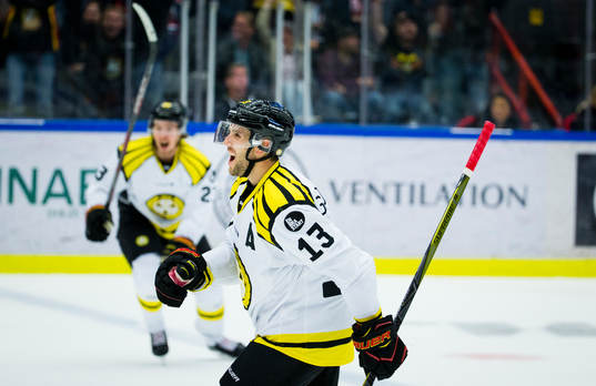 Brynäs Ryan Gunderson jublar vid Brynäs 1-2 mål