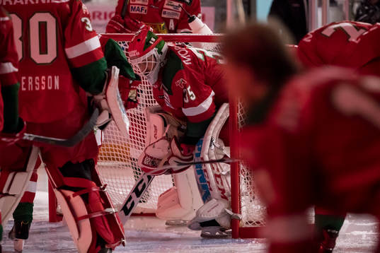 Moras målvakt Christian Engstrand  i ishockeymatchen i SHL