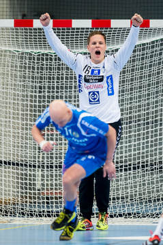 Kristianstads Richard Kappelin jublar medan Redbergslids