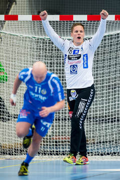 Kristianstads Richard Kappelin jublar medan Redbergslids