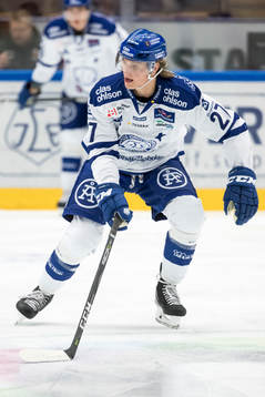 Leksands Anton Karlsson  på värmningen innan