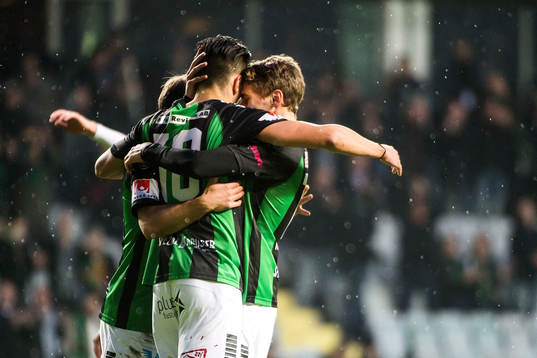 GAIS Luka Mijaljevic och Erik Westermark jublar