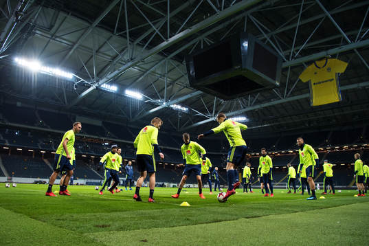 Bläddra bland fler bilder av Fotboll, inför play-off, Sverige, träning