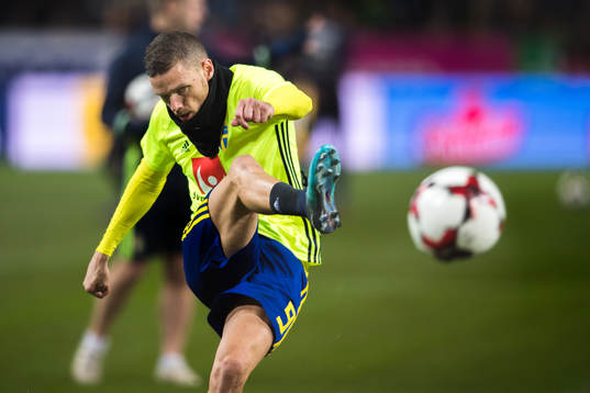 Sveriges Marcus Berg före fotbollsmatchen i VM-kvalets