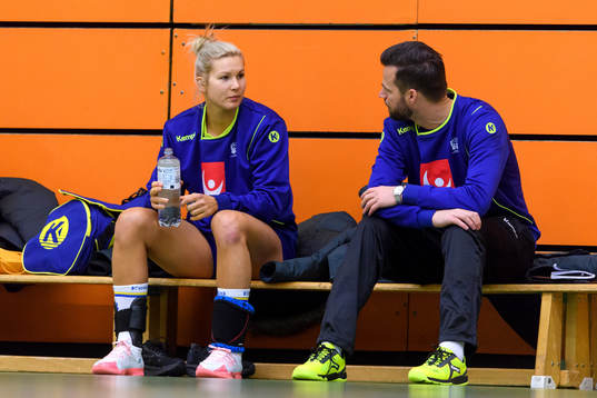 Ulrika Toft Hansen och förbundskapten Henrik Signell