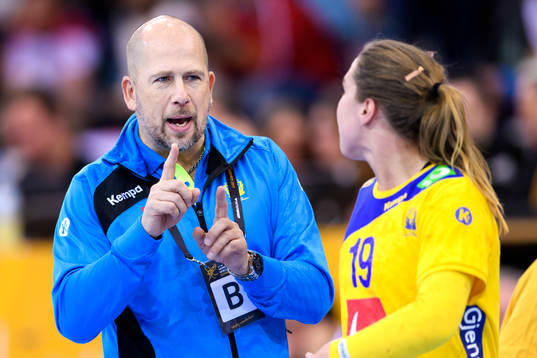 Sveriges assisterande förbundskapten Jan Ekman i matchen