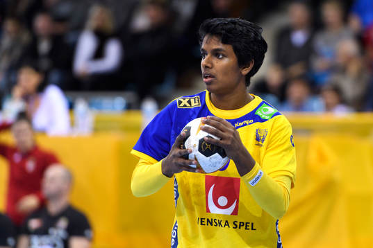 Sveriges Loui Sand i matchen mellan Ungern och Sverige