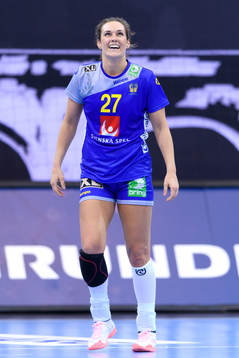 Sveriges Sabina Jacobsen jublar i matchen mellan Sverige