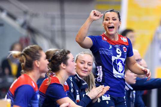 Norges Nora Mørk jublar i matchen mellan Norge och Polen