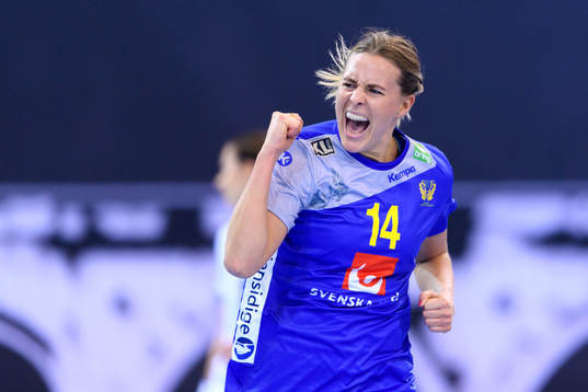 Sveriges Johanna Westberg jublar matchen mellan Sverige och