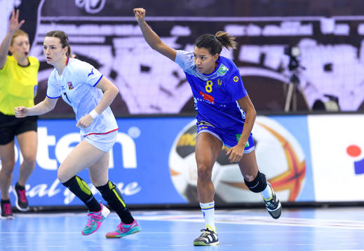 Sveriges Jamina Roberts jublar i matchen mellan Sverige och