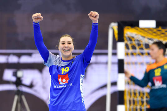 Sveriges Anna Lagerquist jublar i matchen mellan Sverige