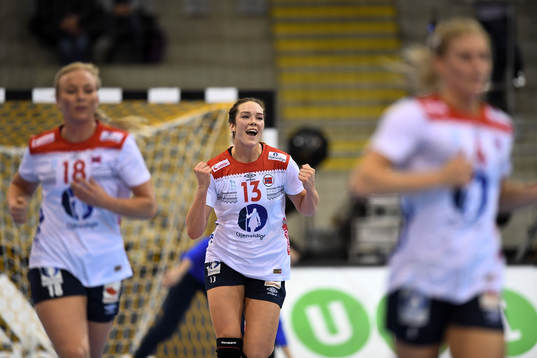 Norges Kari Brattset jublar i matchen mellan Tjeckien och